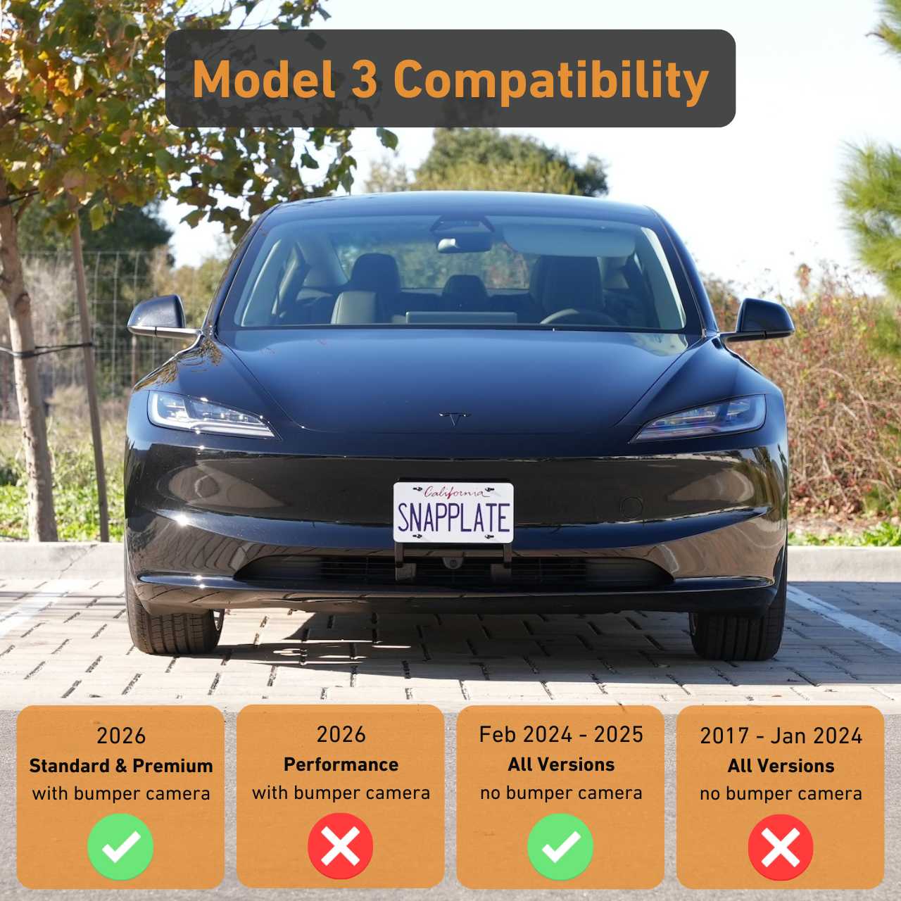 Tesla Model 3 SnapPlate Front License Plate Holder