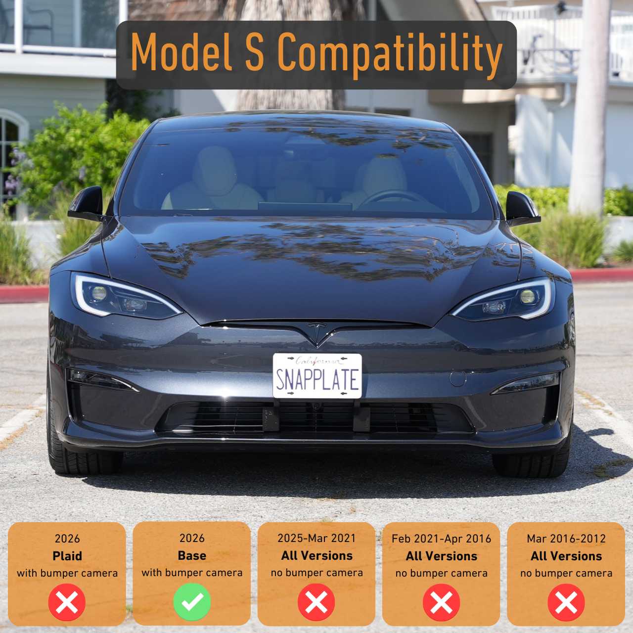 Tesla Model S SnapPlate Front License Plate Holder