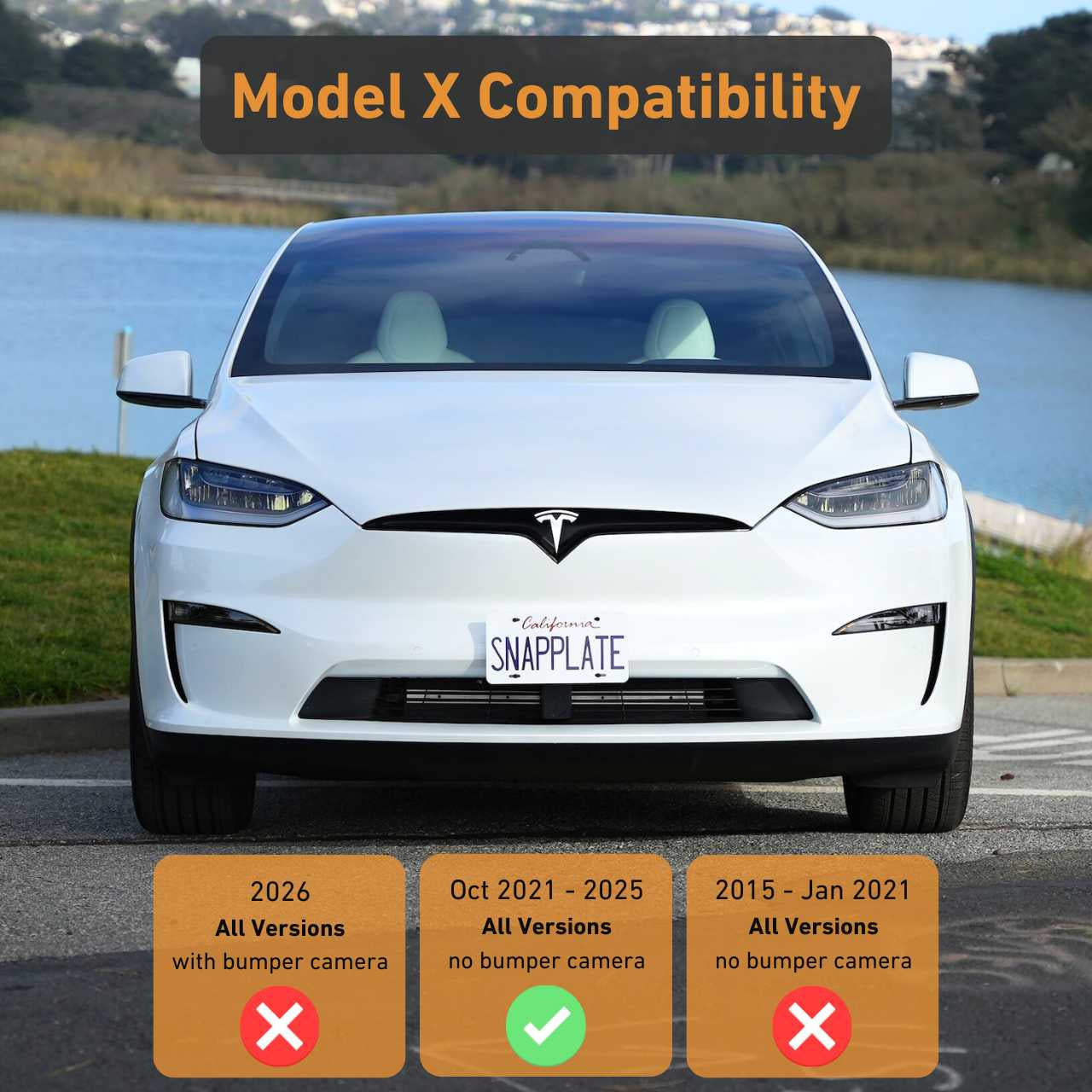 Tesla Model X SnapPlate Front License Plate Holder