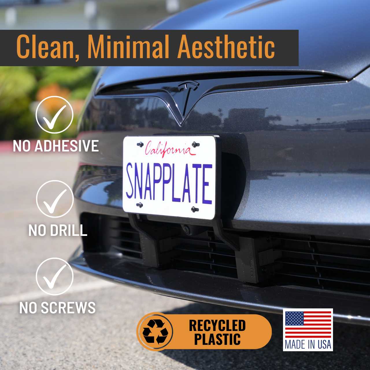 Tesla Model S SnapPlate Front License Plate Holder