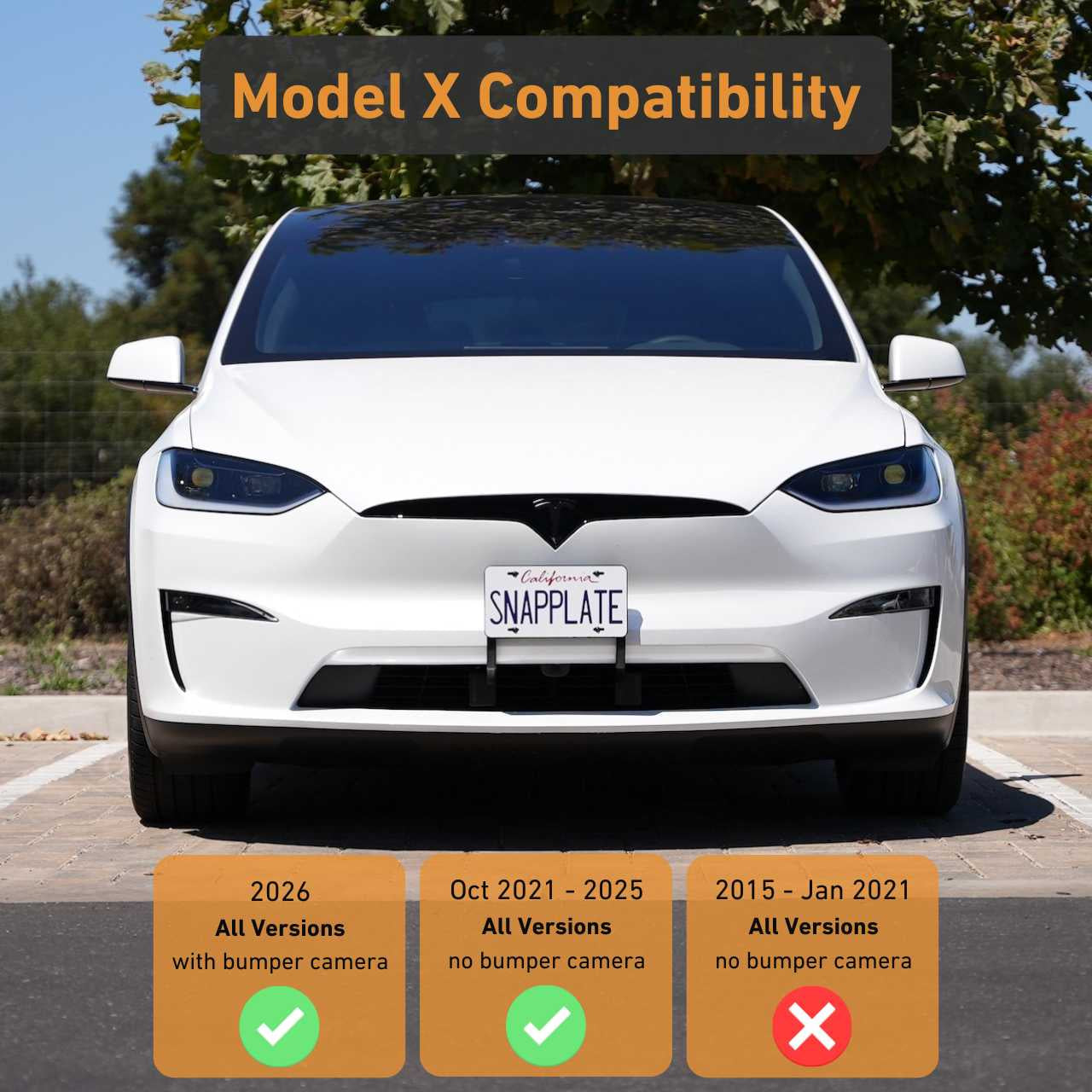 Tesla Model X SnapPlate Front License Plate Holder