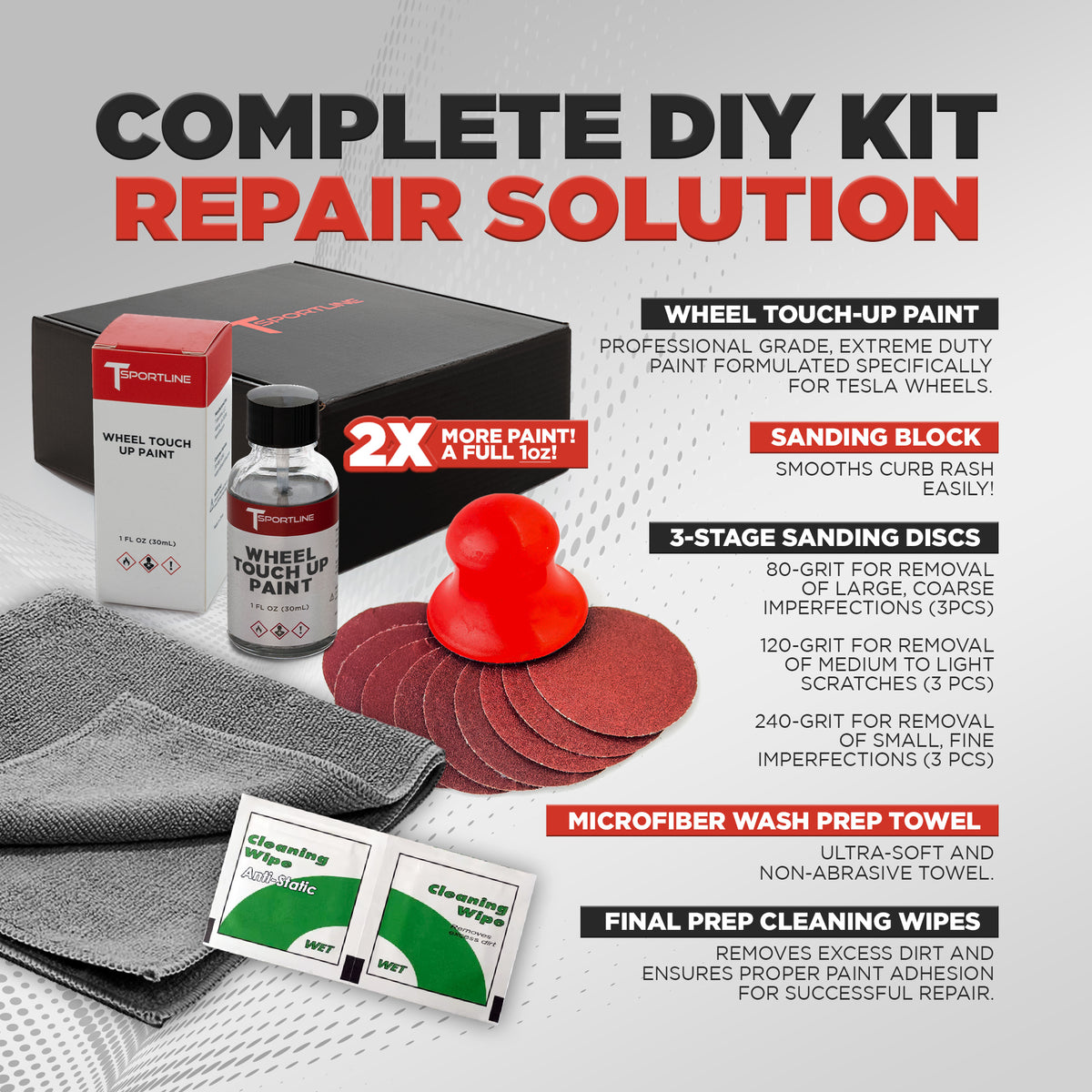 T Sportline Tesla Wheel Touch Up Paint &amp; DIY Curb Rash Repair Kits