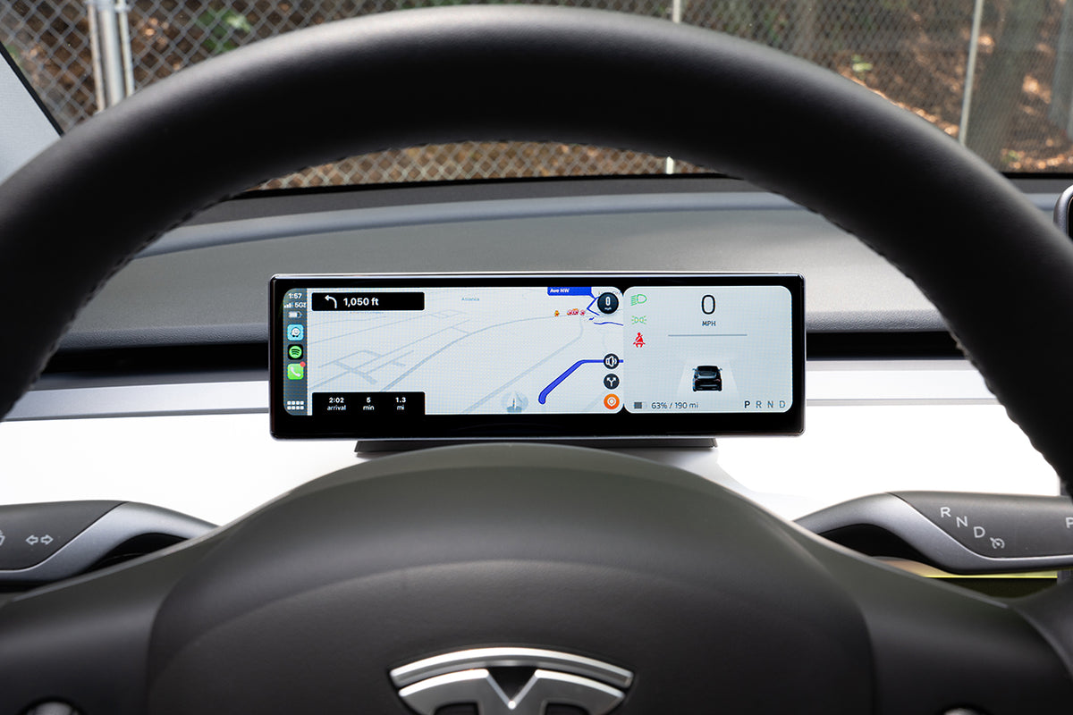 Tesla Model 3 &amp; Y MSX-CP9 &quot;FloThru HVAC&quot; Apple CarPlay &amp; Android Auto Driver View Dash &amp; Touchscreen LCD Display (Smart Instrument Cluster)