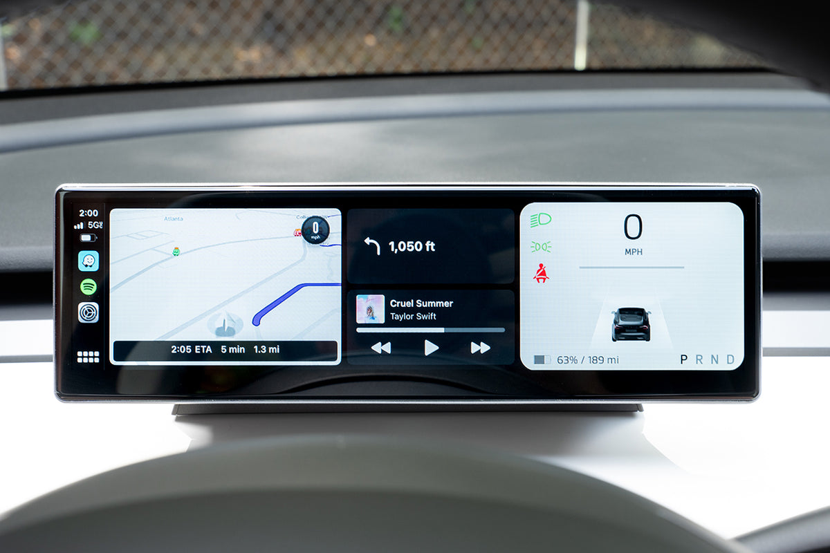 Tesla Model 3 &amp; Y MSX-CP9 &quot;FloThru HVAC&quot; Apple CarPlay &amp; Android Auto Driver View Dash &amp; Touchscreen LCD Display (Smart Instrument Cluster)