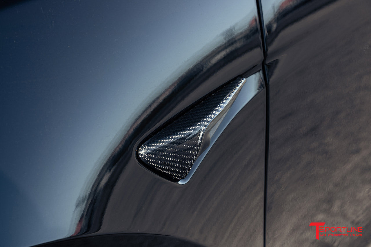 Tesla Model X Long Range & Plaid Precision Carbon Fiber Fender Camera Covers (Set of 2)