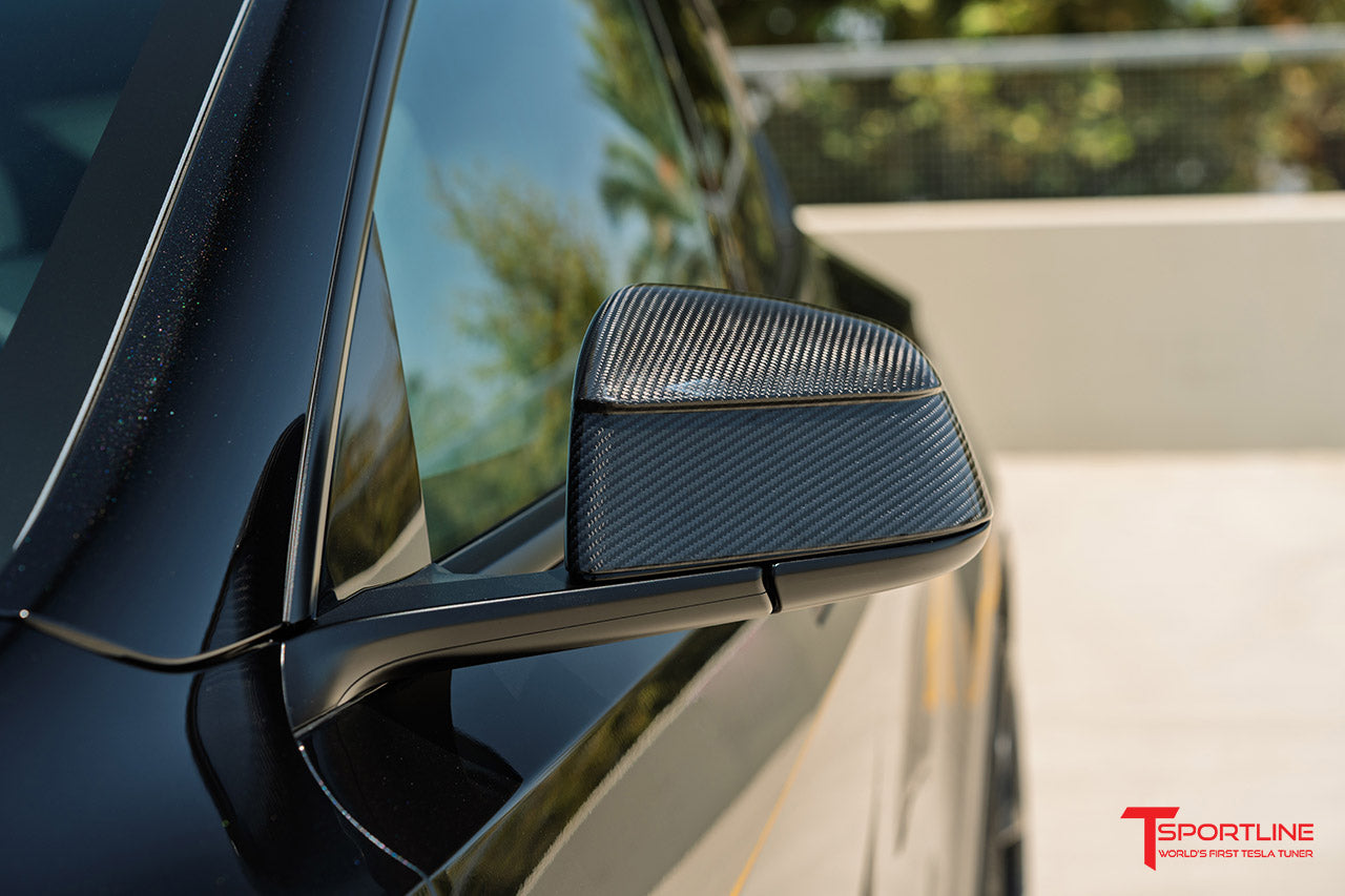 Tesla Model Y Juniper Precision Carbon Fiber Side Mirror Caps (Set of 2 Covers)