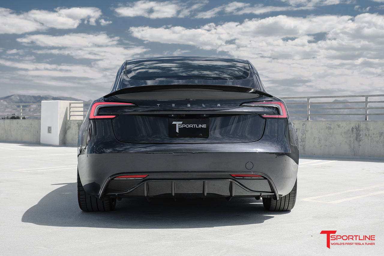 Tesla Model 3 Highland Carbon Fiber Rear Diffuser - T Sportline - Tesla ...