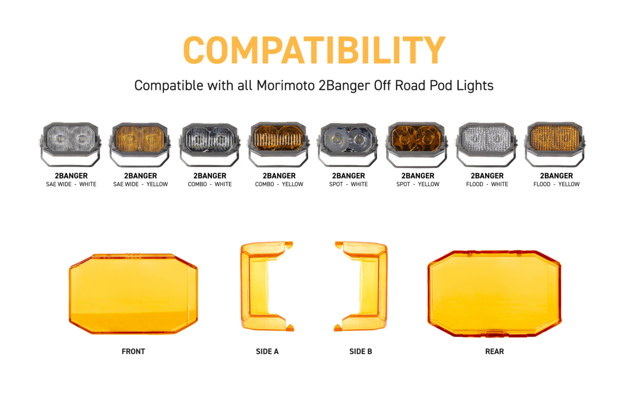Morimoto 1Banger / 2Banger / 4Banger LED Pod Blackout / Yellow (Amber) Hard Covers (set of 2)