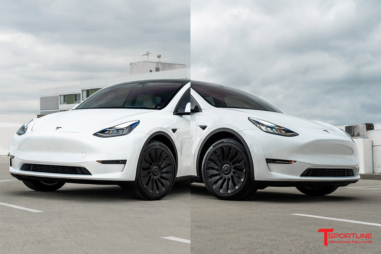 TSY14d Tesla Model Y Max Range Directional Aero Wheel Cover Set for 19" Factory Tesla Wheel