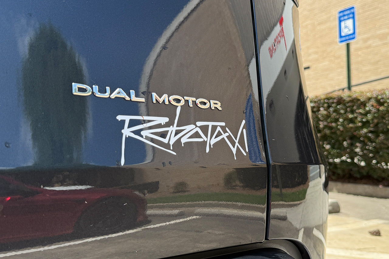 Tesla Robotaxi Door & Bumper Decal Set (Set of 4 Vinyl Emblems)
