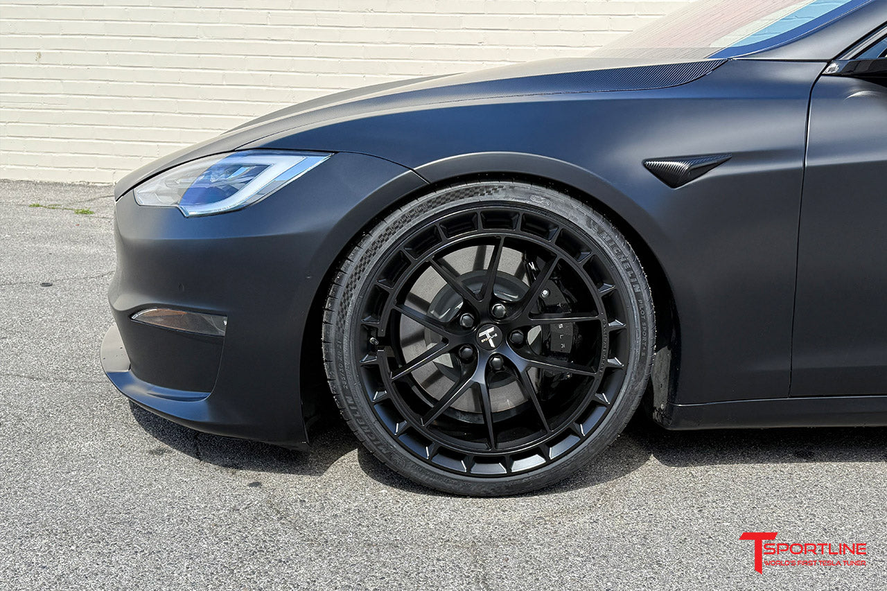 TSW115A Aero 21" Superwide Tesla Model S Plaid & Long Range Fully Forged Lightweight Tesla Wheel and Tire Package (Set of 4)