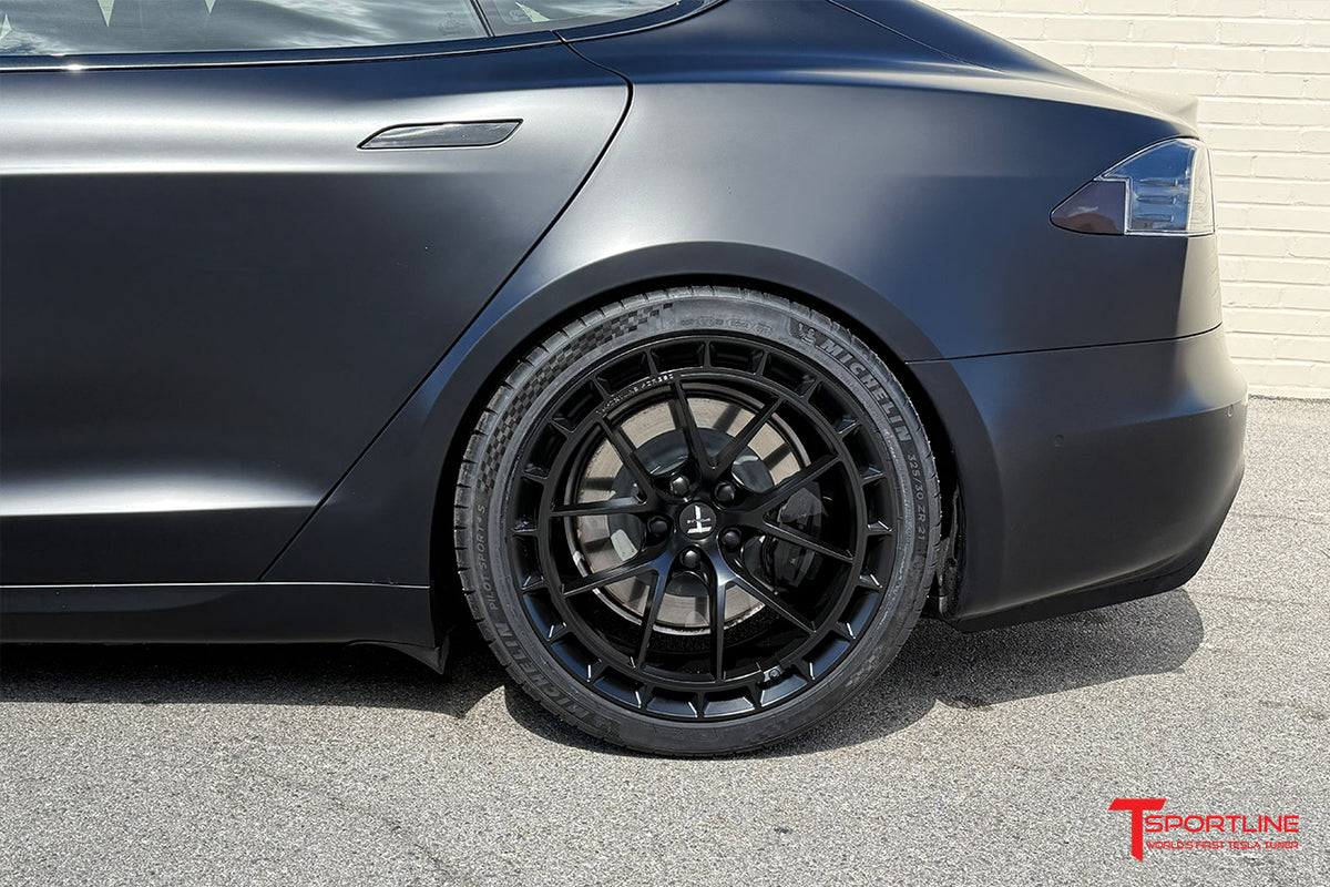 TSW115A Aero 21&quot; Superwide Tesla Model S Plaid &amp; Long Range Fully Forged Lightweight Tesla Wheel and Tire Package (Set of 4)