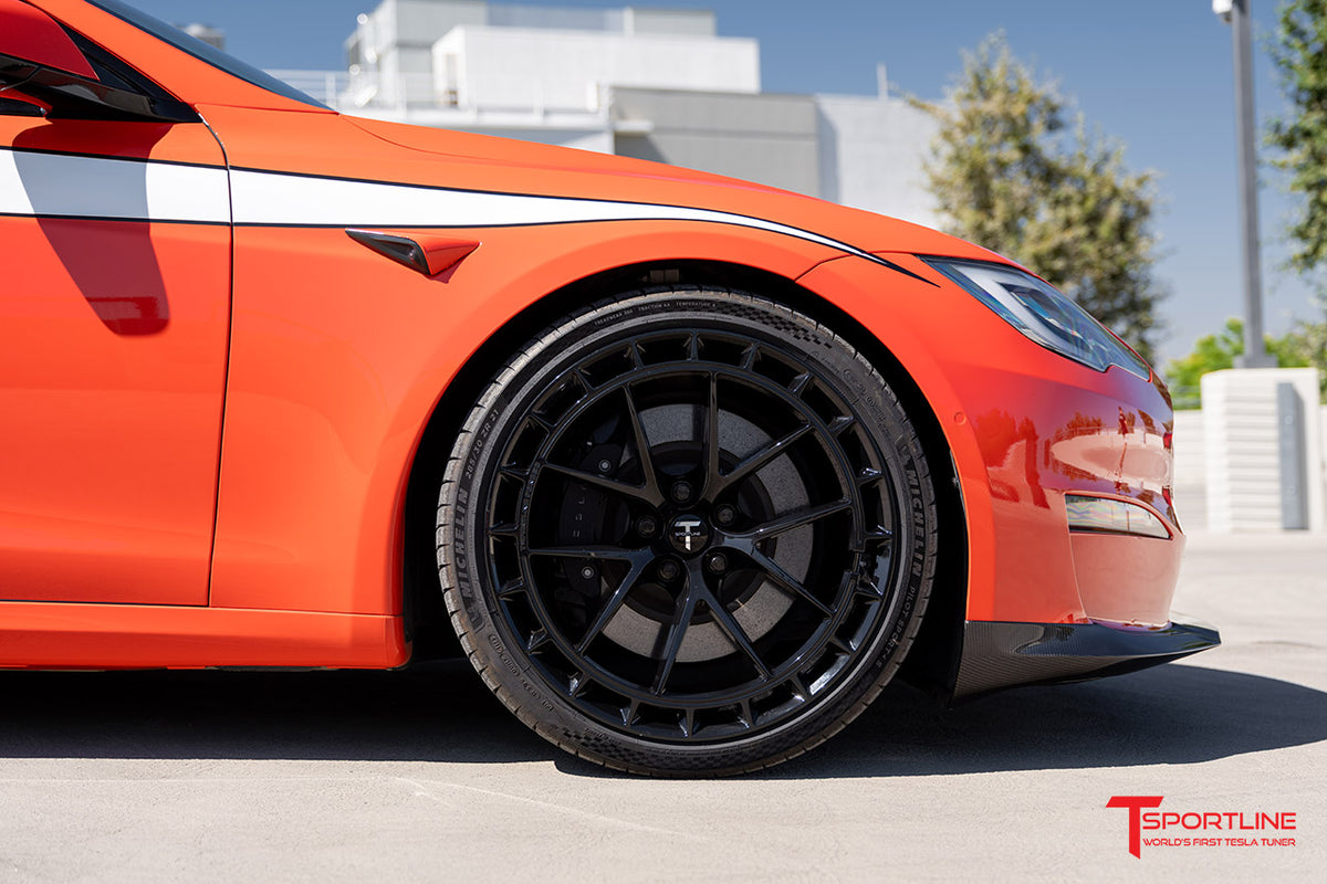 TSW115A Aero 21&quot; Superwide Tesla Model S Plaid &amp; Long Range Fully Forged Lightweight Tesla Wheel and Tire Package (Set of 4)
