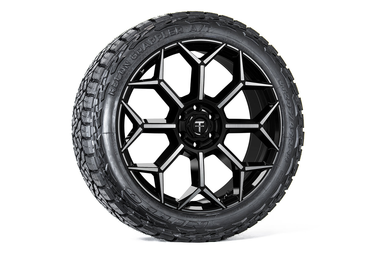 TC8 24" Tesla Cybertruck Flow Forged Monoblock Tesla Wheel and Tire Package (Set of 4)
