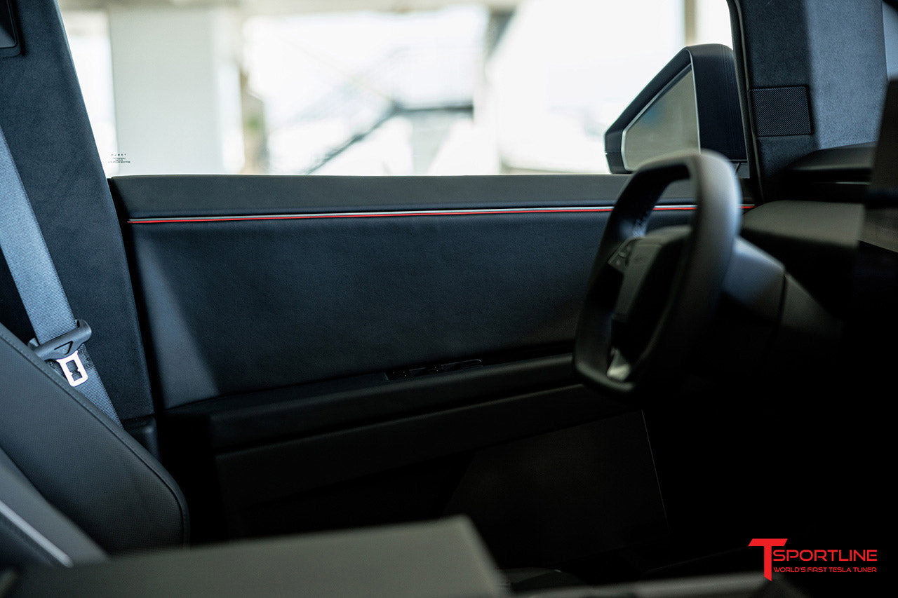 Tesla Cybertruck Custom Interior Program Phase 2: Reupholstered Door Inserts and Lower Dash