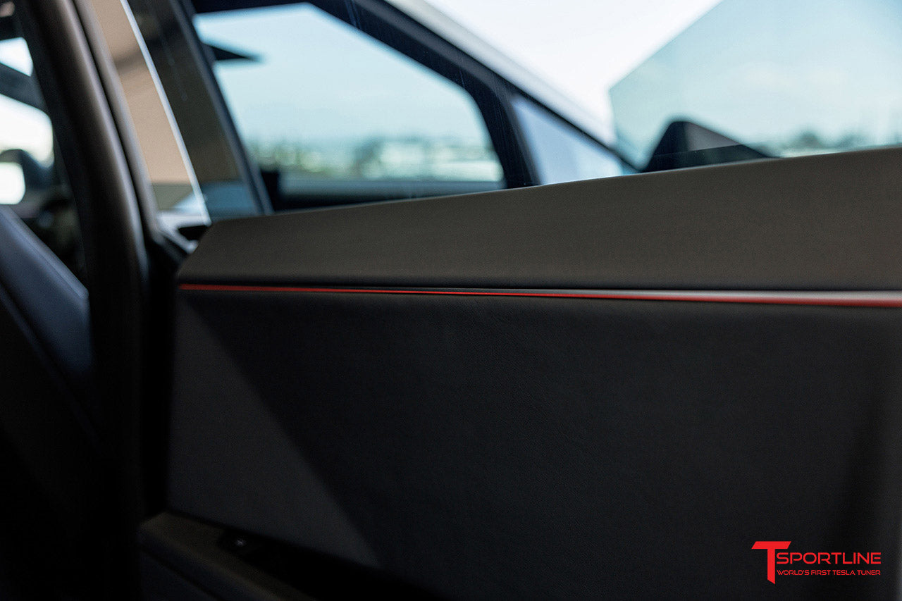 Tesla Cybertruck Custom Interior Program Phase 2: Reupholstered Door Inserts and Lower Dash