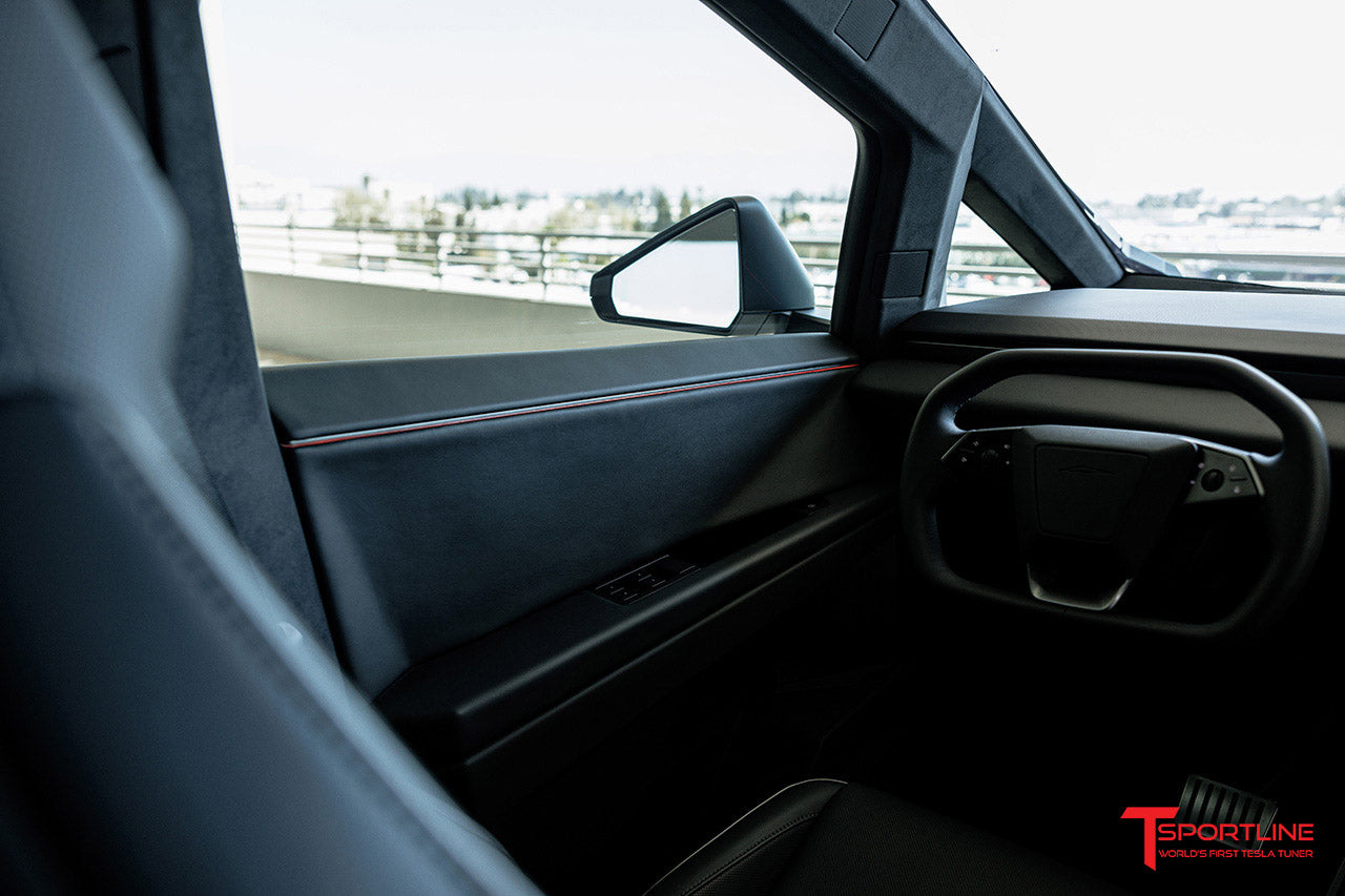 Tesla Cybertruck Custom Interior Program Phase 2: Reupholstered Door Inserts and Lower Dash