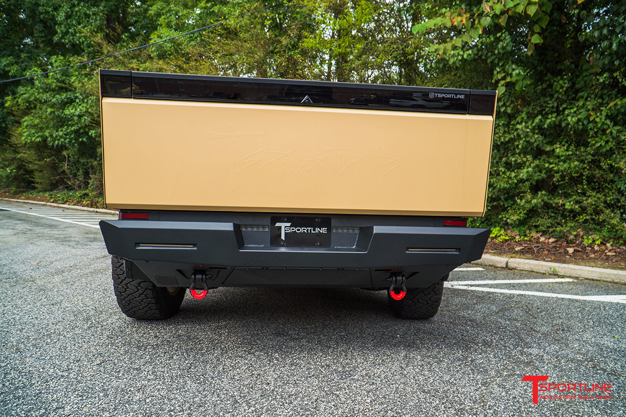 Tesla Cybertruck CTX Extreme Duty Steel Rear Bumper with Tow Hooks & LED Lighting Options