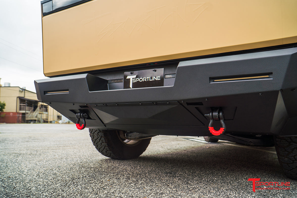 Tesla Cybertruck CTX Extreme Duty Steel Rear Bumper with Tow Hooks &amp; LED Lighting Options