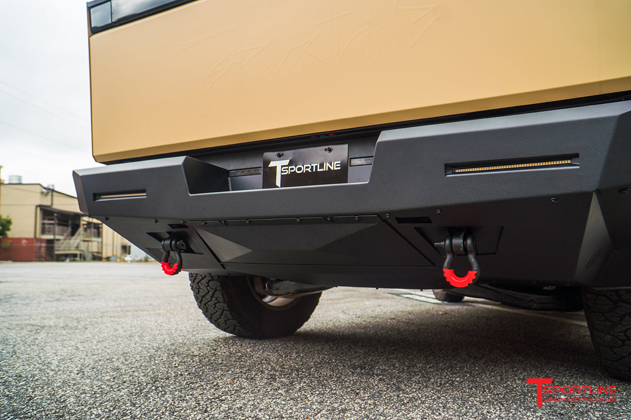 Tesla Cybertruck CTX Extreme Duty Steel Rear Bumper with Tow Hooks & LED Lighting Options