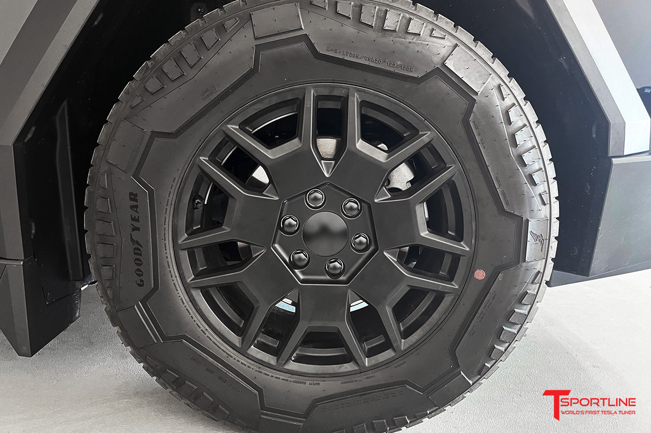 Tesla Cybertruck Aero Cover Wheel Removed Center Cap and Wheel Lug Nut Cover Set