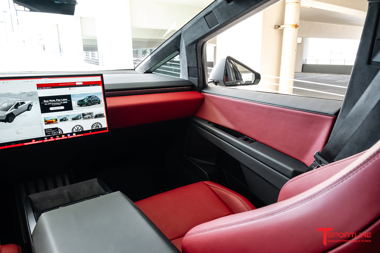Tesla Cybertruck Custom Interior Program Phase 2: Reupholstered Door Inserts and Lower Dash