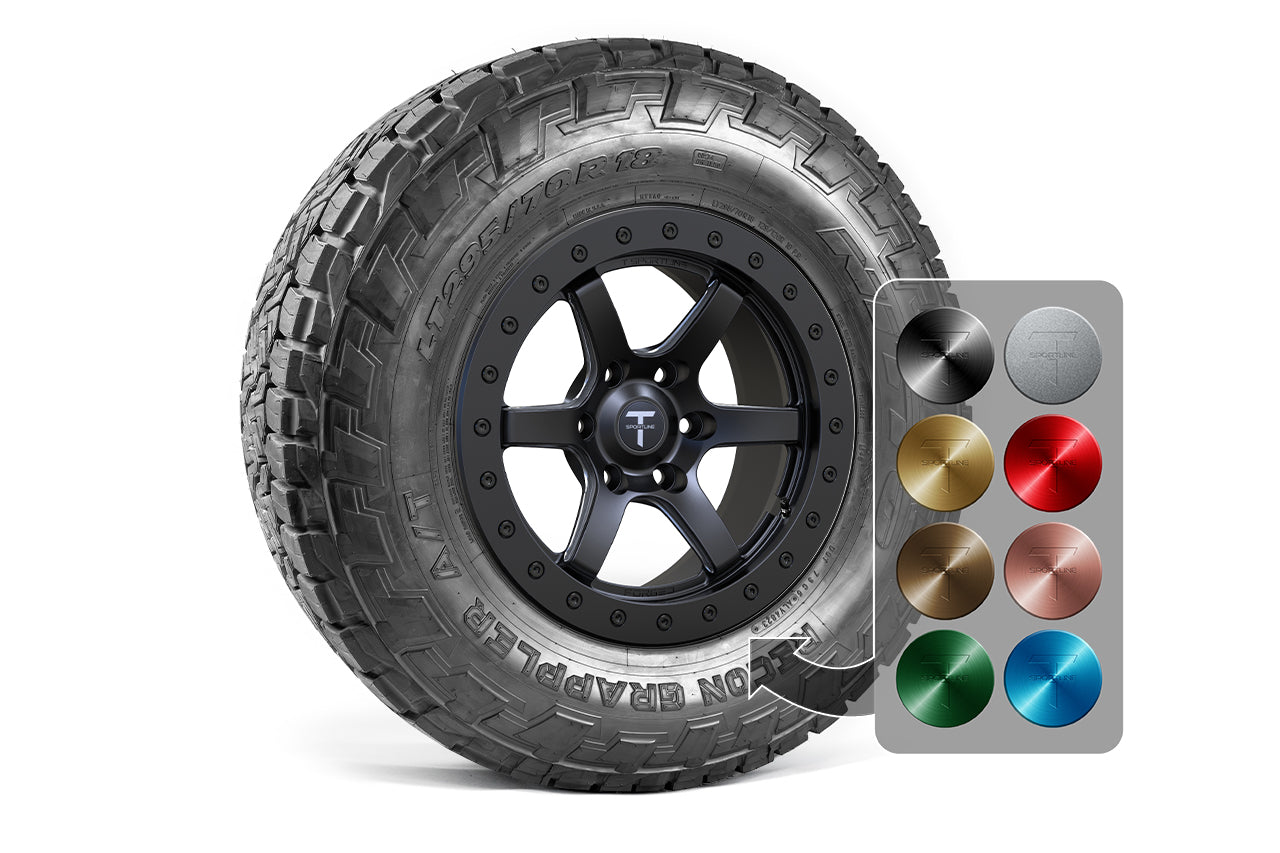 CT6B 18" Tesla Cybertruck Beadlock Off Road Forged Tesla Wheel and Tire Package (Set of 4)