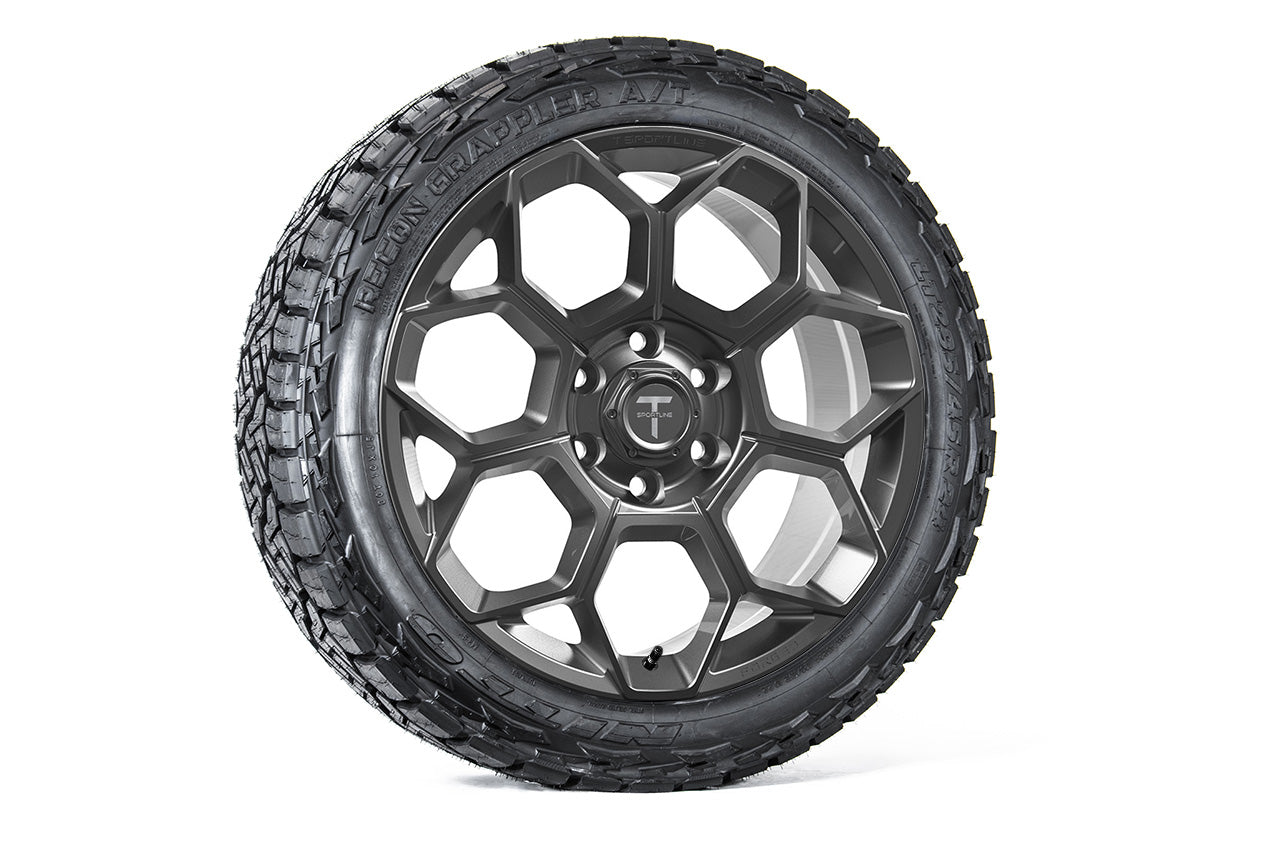 Super Saver! Tesla Cybertruck CT7 24" Fully Forged Lightweight Tesla Wheel and Tire Package (Set of 4)