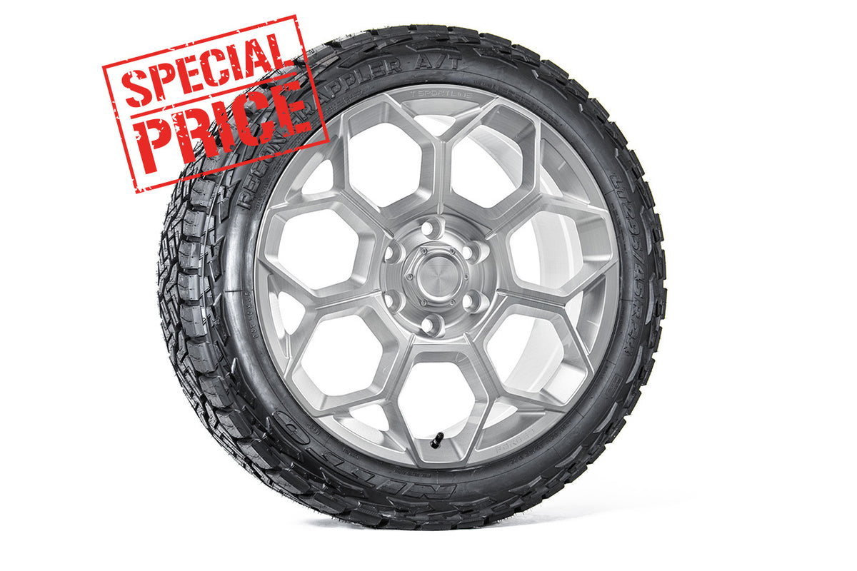 Tesla Cybertruck CT7 24&quot; Fully Forged Lightweight Tesla Wheel and Tire Package (Set of 4) Open Box Special!