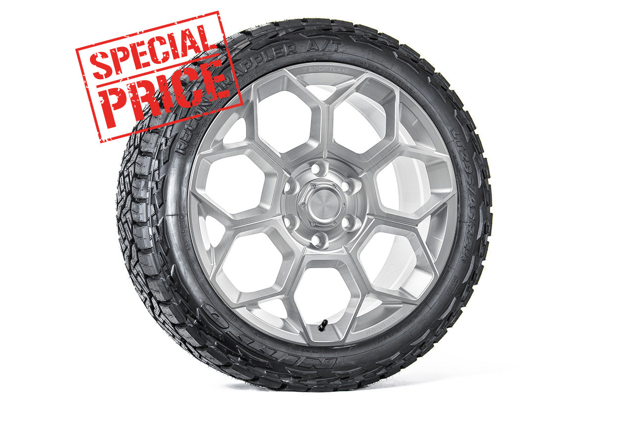 Tesla Cybertruck CT7 24" Fully Forged Lightweight Tesla Wheel and Tire Package (Set of 4) Open Box Special!