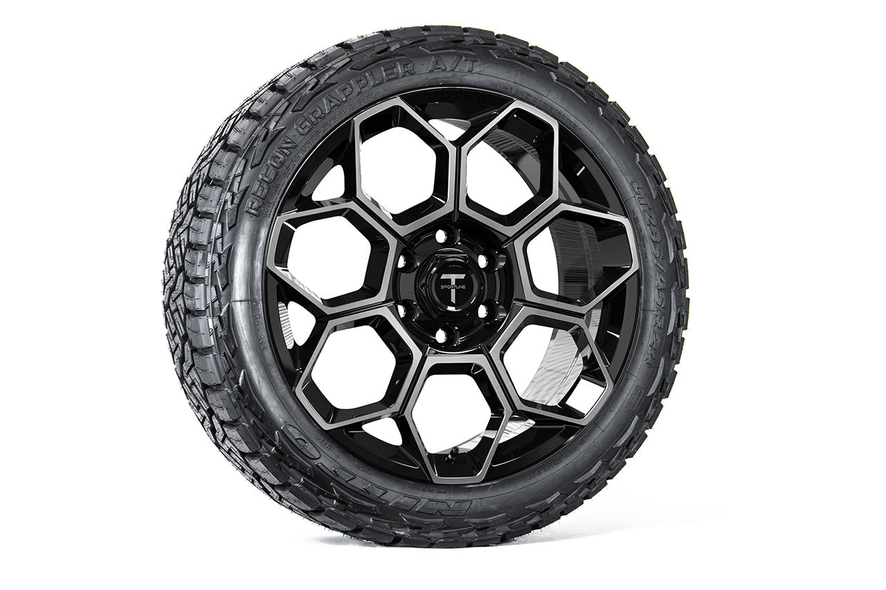 Super Saver! Tesla Cybertruck CT7 24" Fully Forged Lightweight Tesla Wheel and Tire Package (Set of 4)