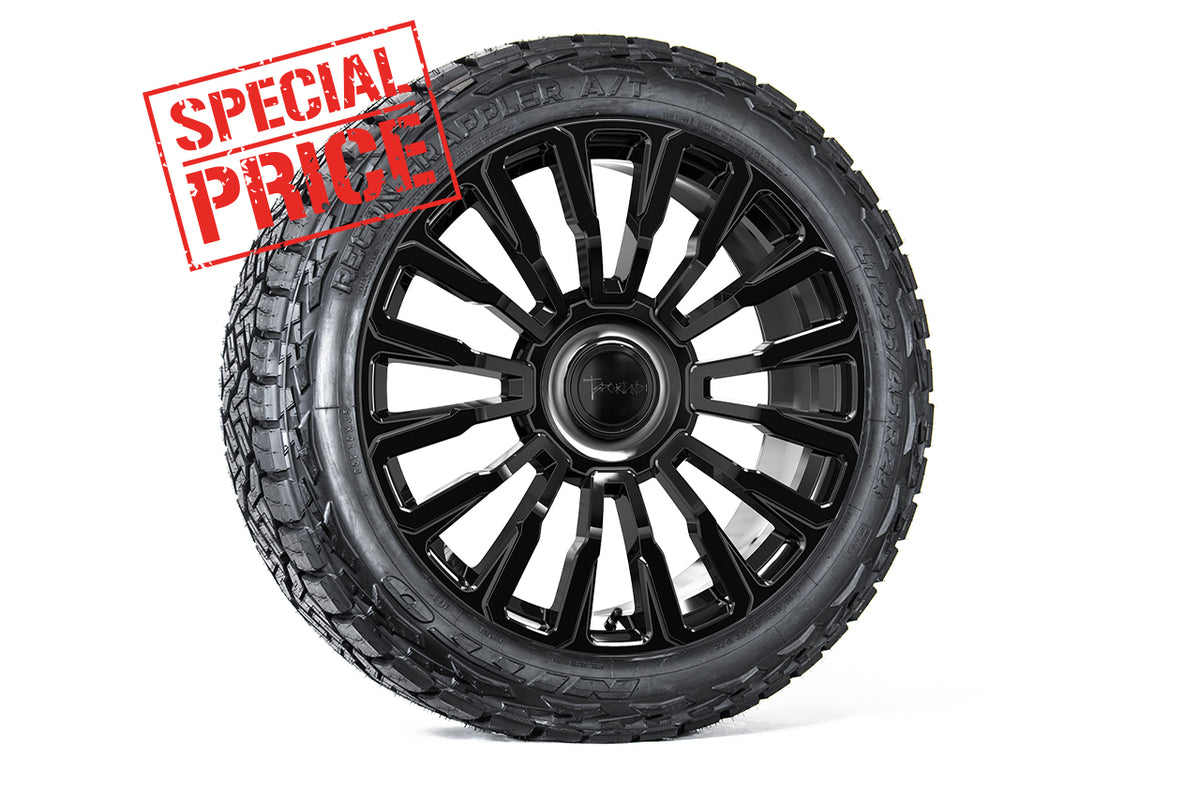 Tesla Cybertruck CT8 24&quot; Fully Forged Monoblock Tesla Wheel and Tire Package (Set of 4) Open Box Special!
