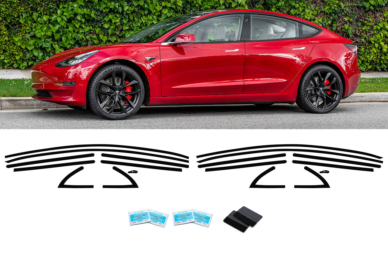 Model 3 DIY Chrome Delete Black Vinyl Trim Kit for Window Trim, Door Handles, Mirrors, Cameras, & Badges