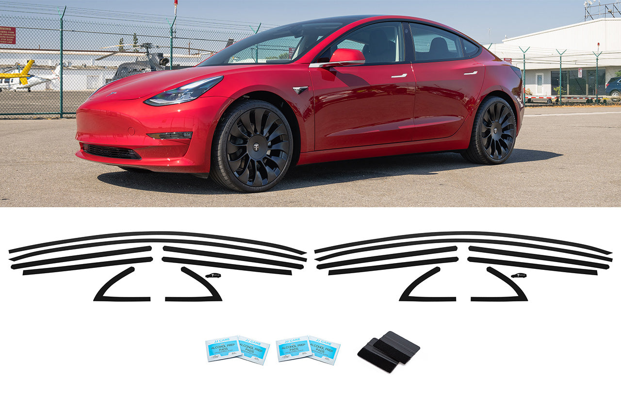 Model 3 DIY Chrome Delete Black Vinyl Trim Kit for Window Trim, Door Handles, Mirrors, Cameras, & Badges