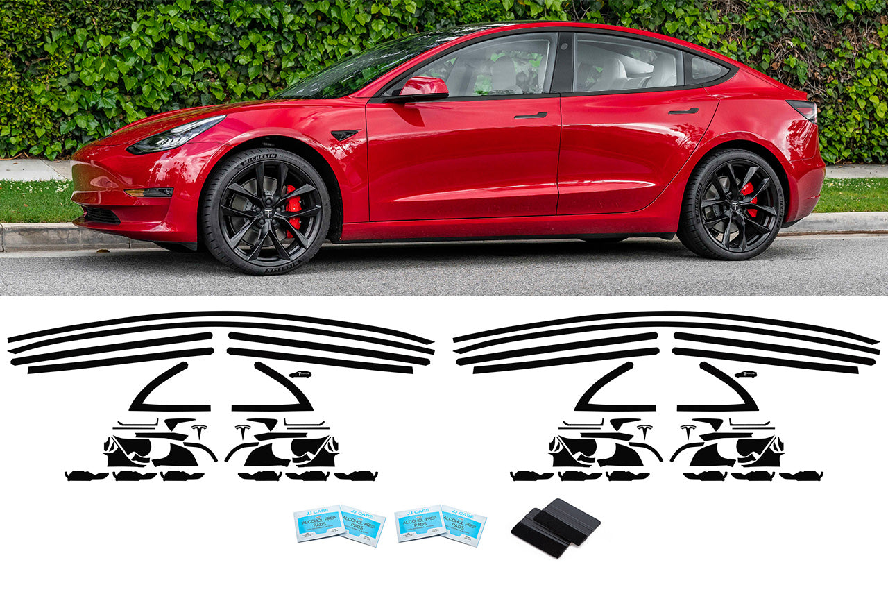 Model 3 DIY Chrome Delete Black Vinyl Trim Kit for Window Trim, Door Handles, Mirrors, Cameras, & Badges