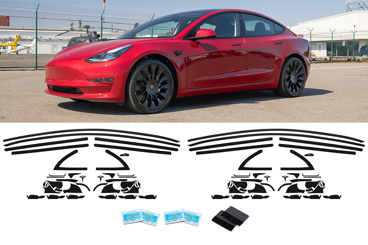 Model 3 DIY Chrome Delete Black Vinyl Trim Kit for Window Trim, Door Handles, Mirrors, Cameras, & Badges