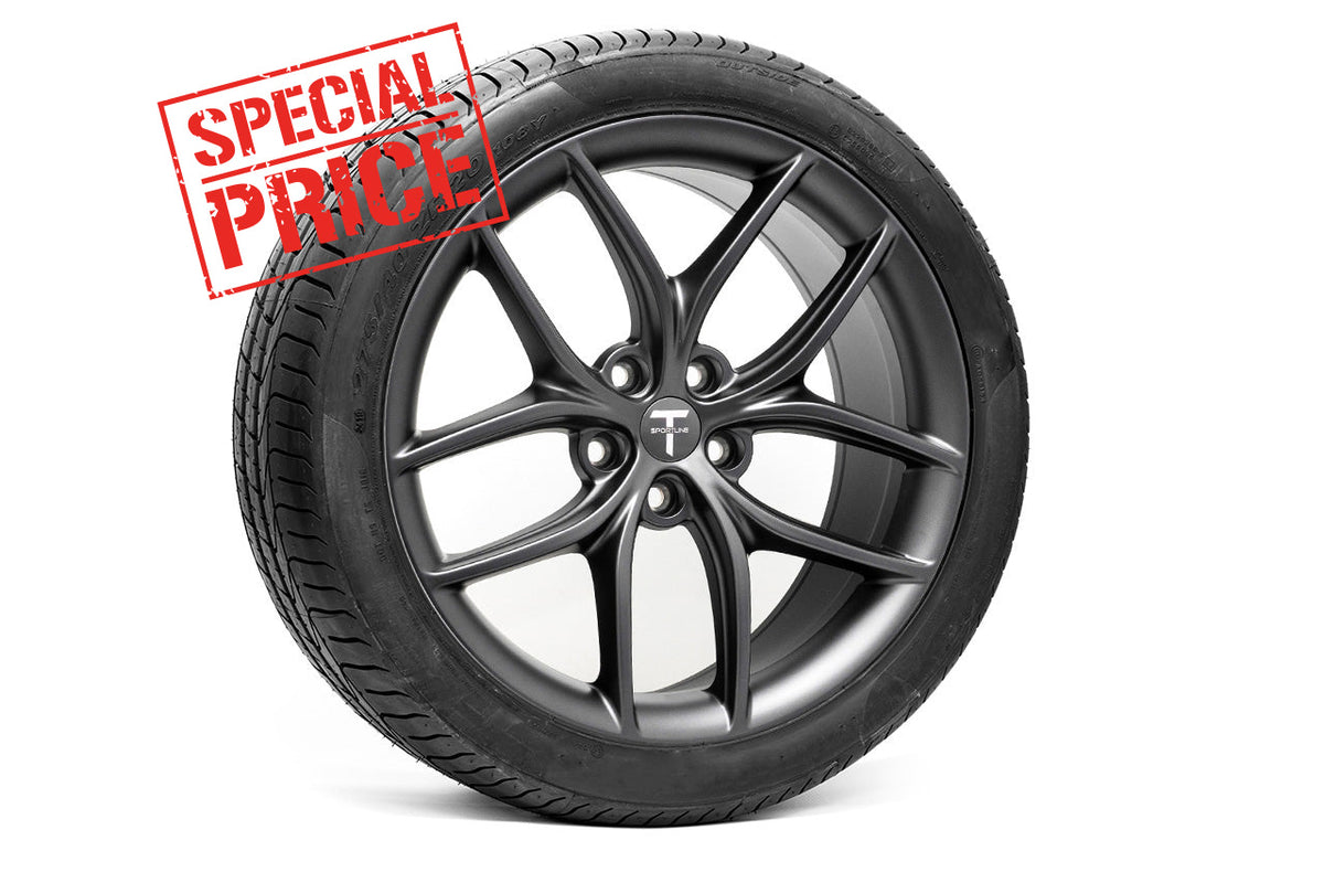 Tesla Model S TS5 20&quot; Wheel and Tire Package in Satin Gray (Set of 4) Open Box Special!