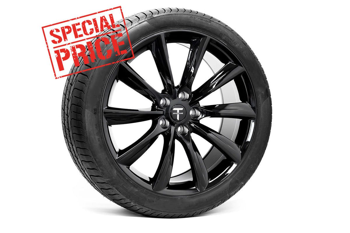 Tesla Model S Long Range &amp; Plaid TST 20&quot; Wheel and Tire Package in Gloss Black (Set of 4) Open Box Special!