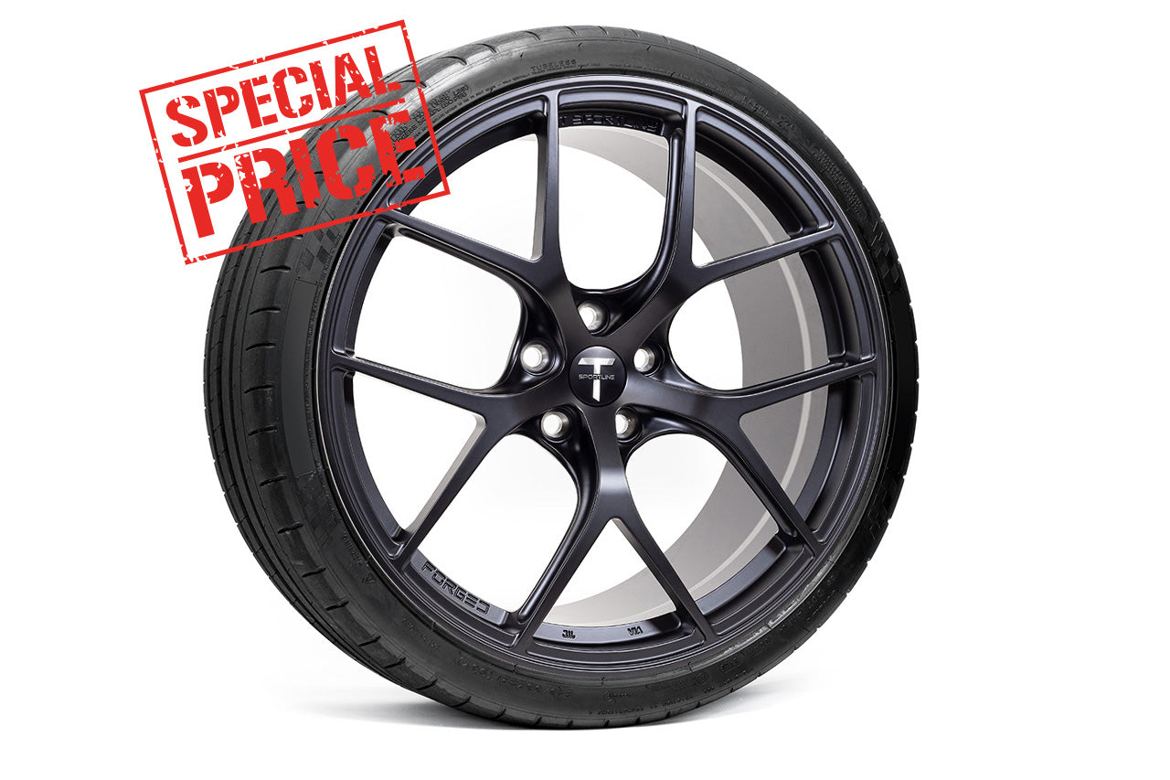 Tesla Model S TXL115 21" Fully Forged Lightweight Tesla Wheel and Tire Package (Set of 4) Overstock Blowout Special!