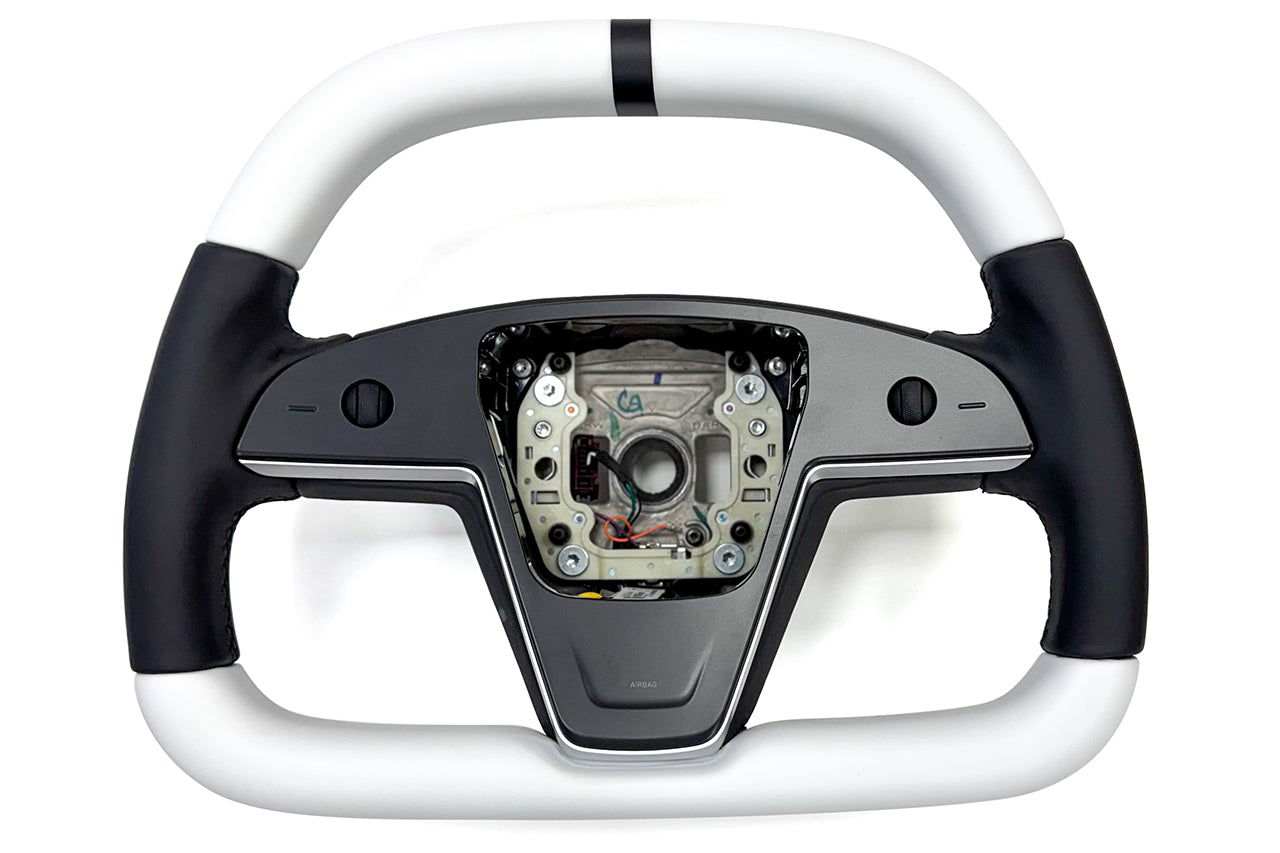 Model S / X Plaid & Long Range Yoke Replacement 360 Satin White Steering Wheel