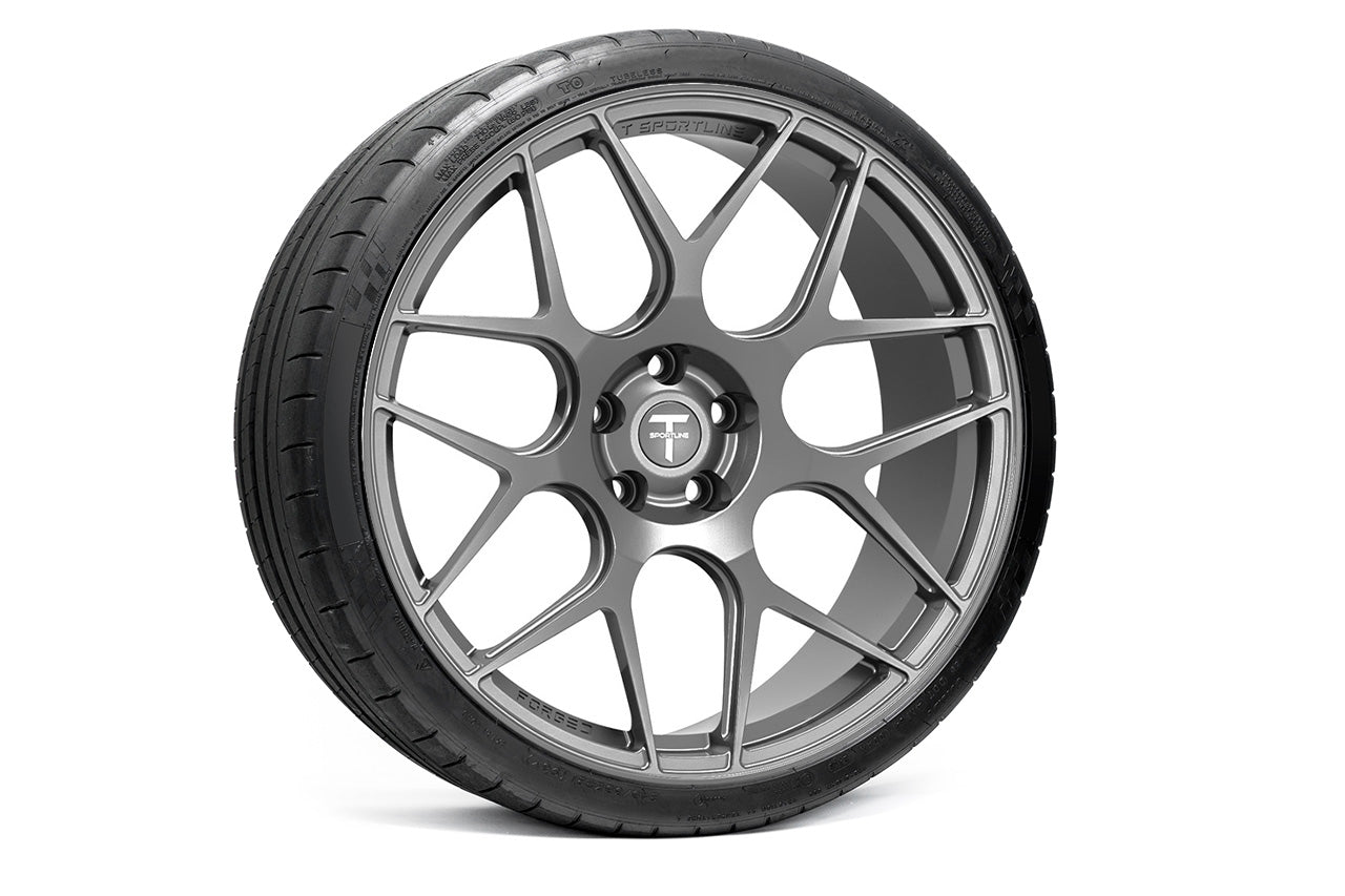 TXL117 21" Tesla Model S Plaid & Long Range Fully Forged Lightweight Tesla Wheel and Tire Package (Set of 4)