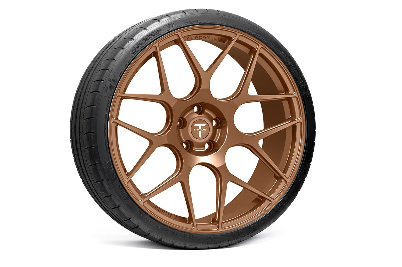 TXL117 21" Tesla Model S Plaid & Long Range Fully Forged Lightweight Tesla Wheel and Tire Package (Set of 4)