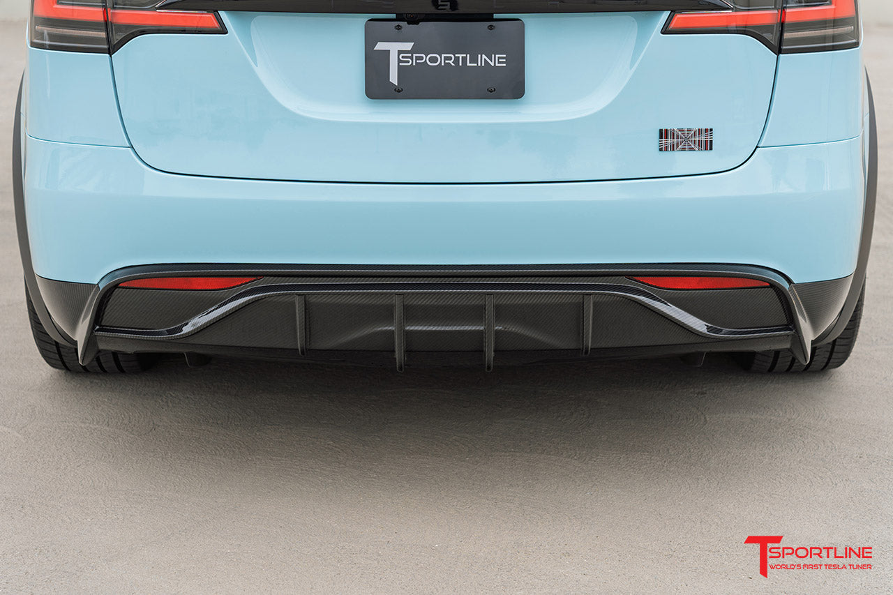 Tesla Model X Long Range & Plaid Carbon Fiber Rear Aero Diffuser (2021 - Present)