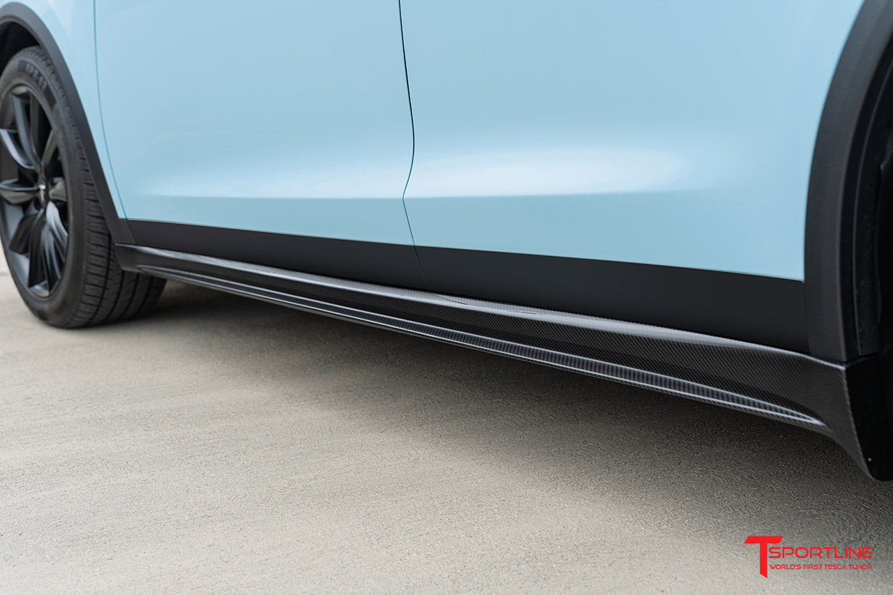 Tesla Model X Long Range & Plaid Carbon Fiber Side Skirts (2021 - Present)