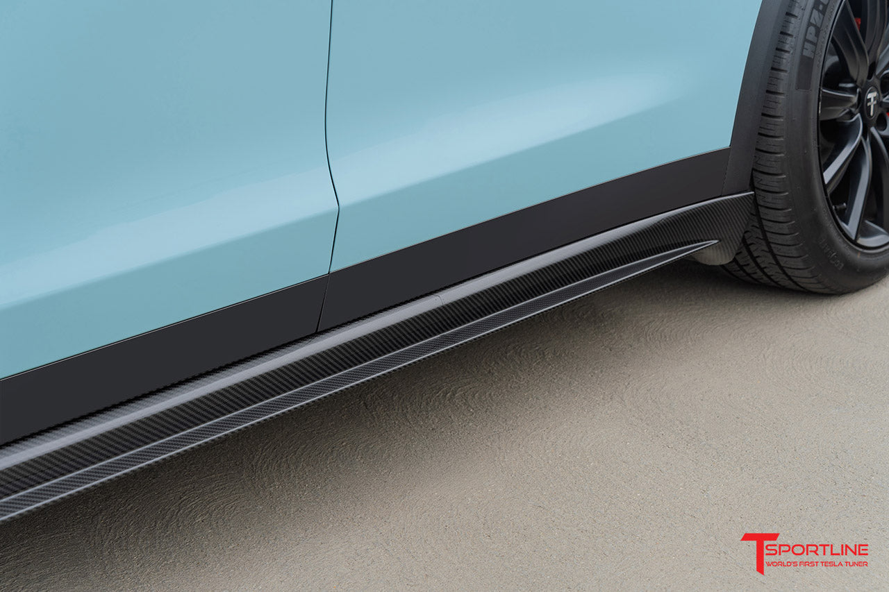 Tesla Model X Long Range & Plaid Carbon Fiber Side Skirts (2021 - Present)