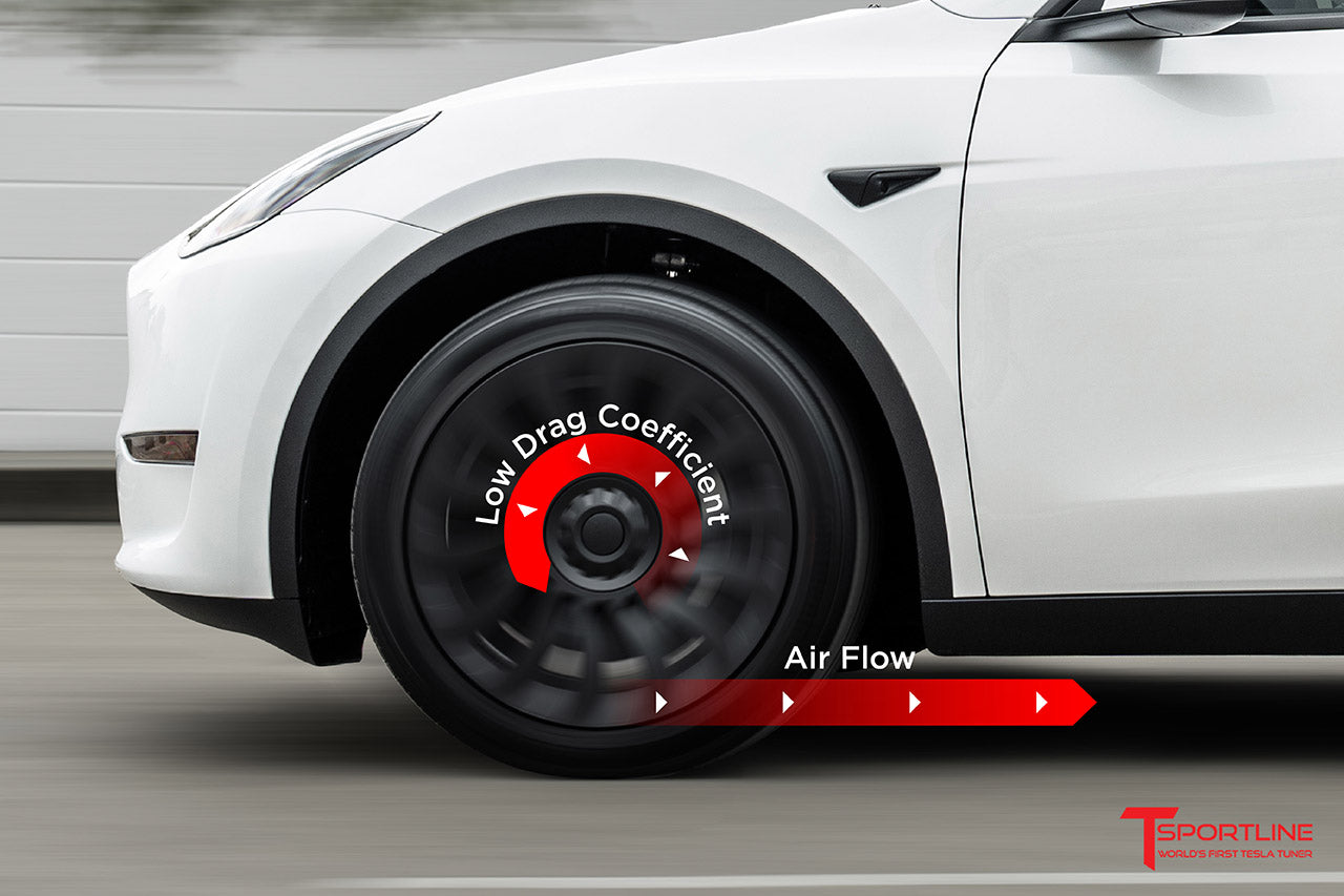 TSY14d Tesla Model Y Max Range Directional Aero Wheel Cover Set for 19" Factory Tesla Wheel