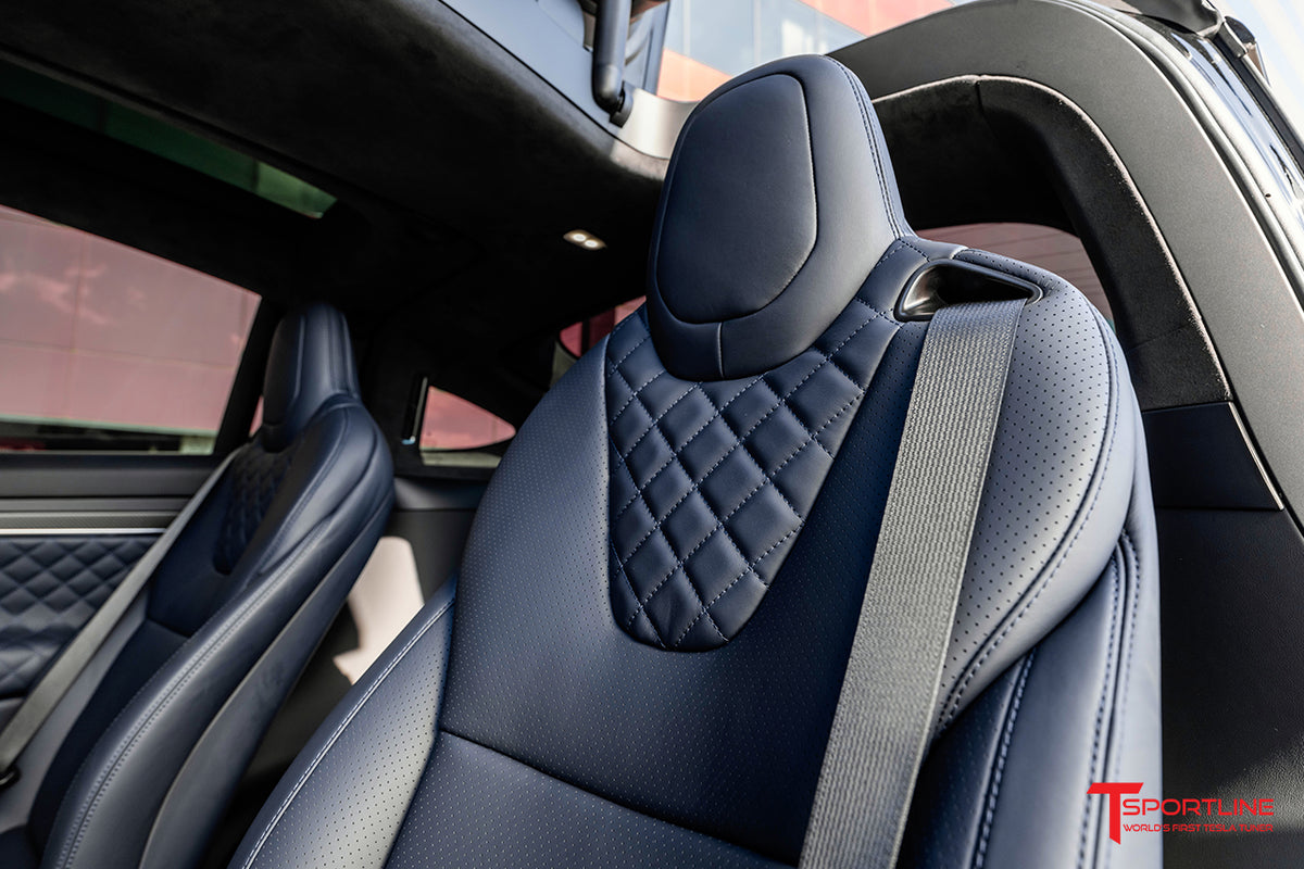 Custom Build - 2025 Black Tesla Model X with Rolls Royce Imperial Blue Custom Leather Interior