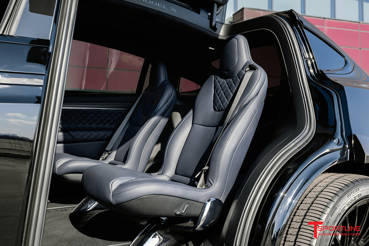 Custom Build - 2025 Black Tesla Model X with Rolls Royce Imperial Blue Custom Leather Interior