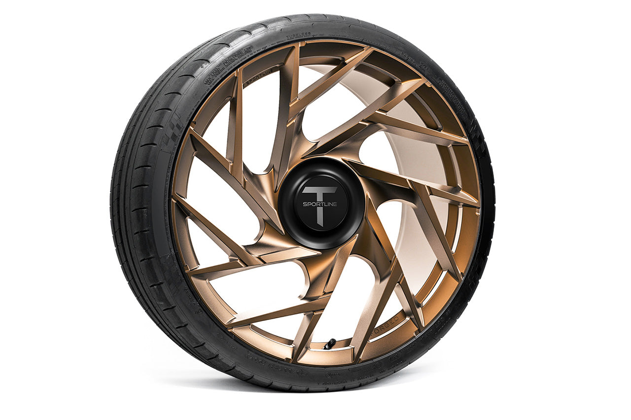 TS117D 21" Superwide Tesla Model S Plaid & Long Range Fully Forged Lightweight Tesla Wheels and Tire Packages