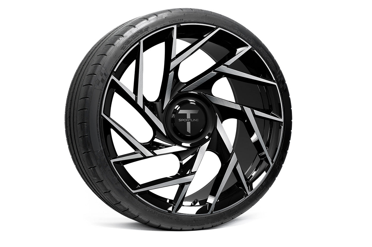 TS117D 21" Superwide Tesla Model S Plaid & Long Range Fully Forged Lightweight Tesla Wheels and Tire Packages